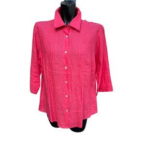 NWT Mario Romano Linen Women Button Down Shirt Long Sleeve Size XL Piping Candy